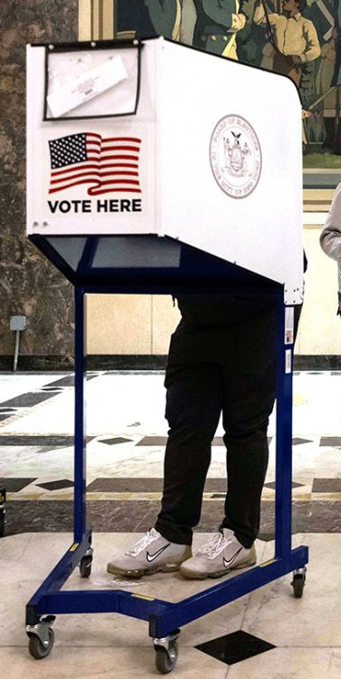 Voting booths in use
